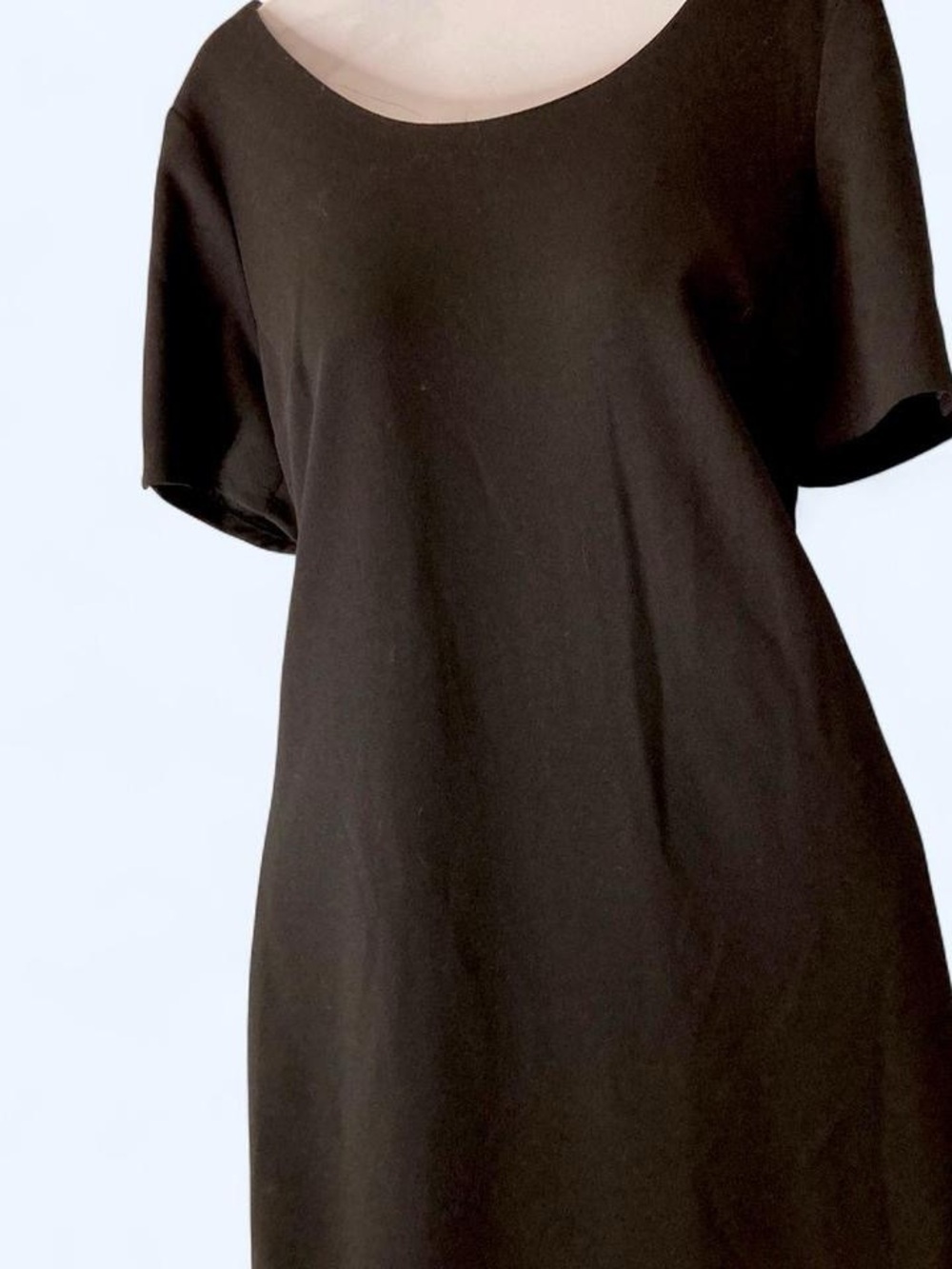 SLNY black dress with short sleeves scoop neckline and beaded details 8